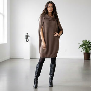 NWT Industry Brown Marled Wool Blend Cocoon Dress Size L